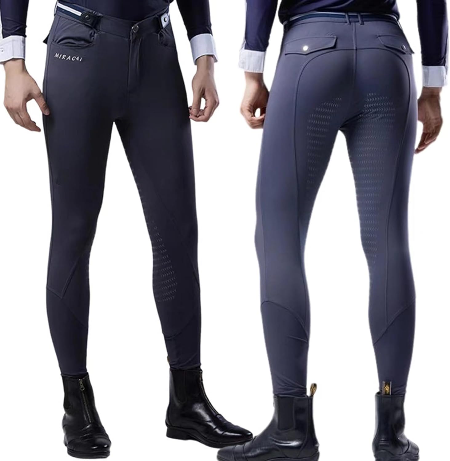 Mens Riding Breeches Equestrian Full Seat Silicone Grip Horse Riding Pants with Belt Loops Horseback Equipment