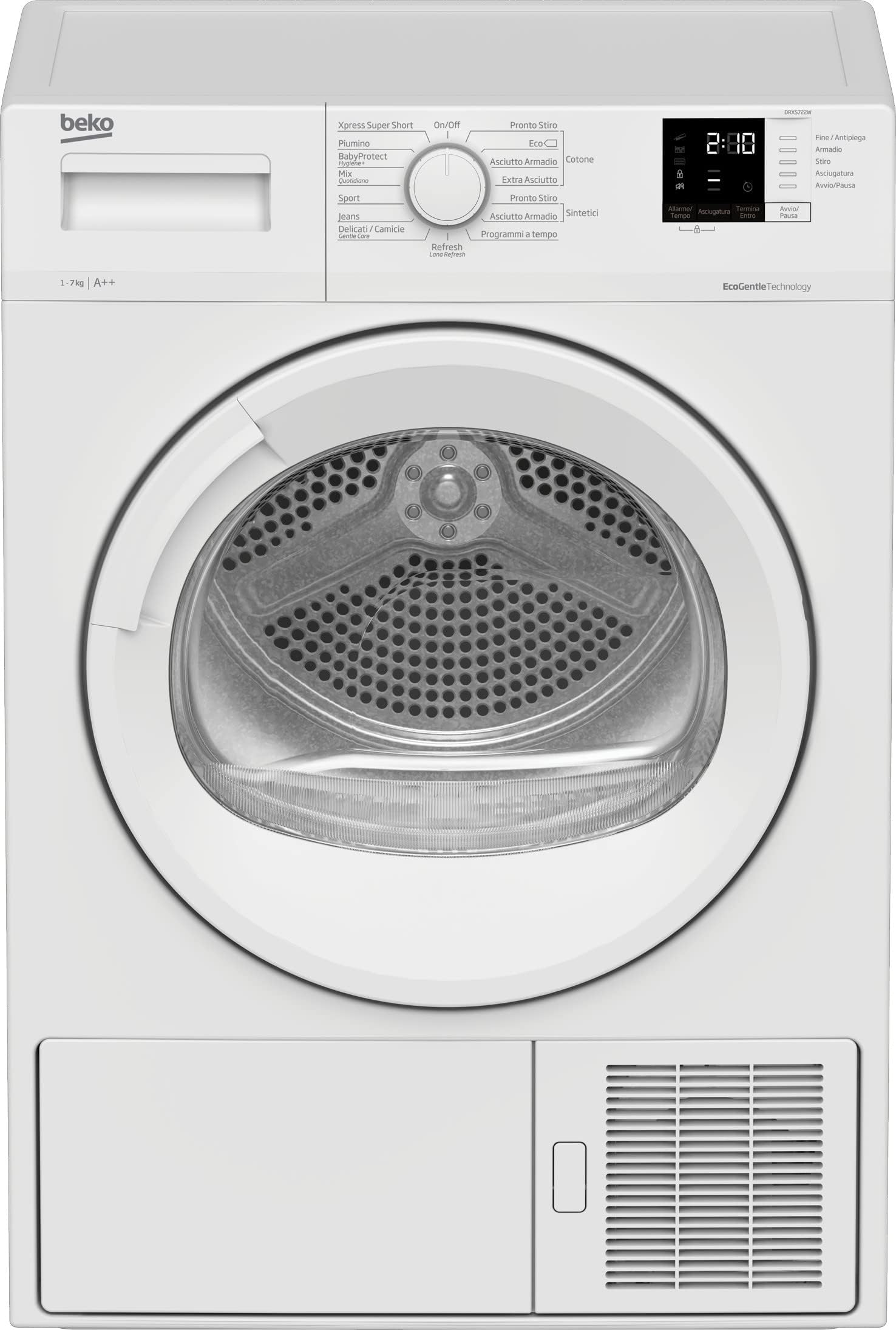Asciugatrice Beko DRX1023W - 10 Kg, Pompa Di Calore, Classe A++, Bianco