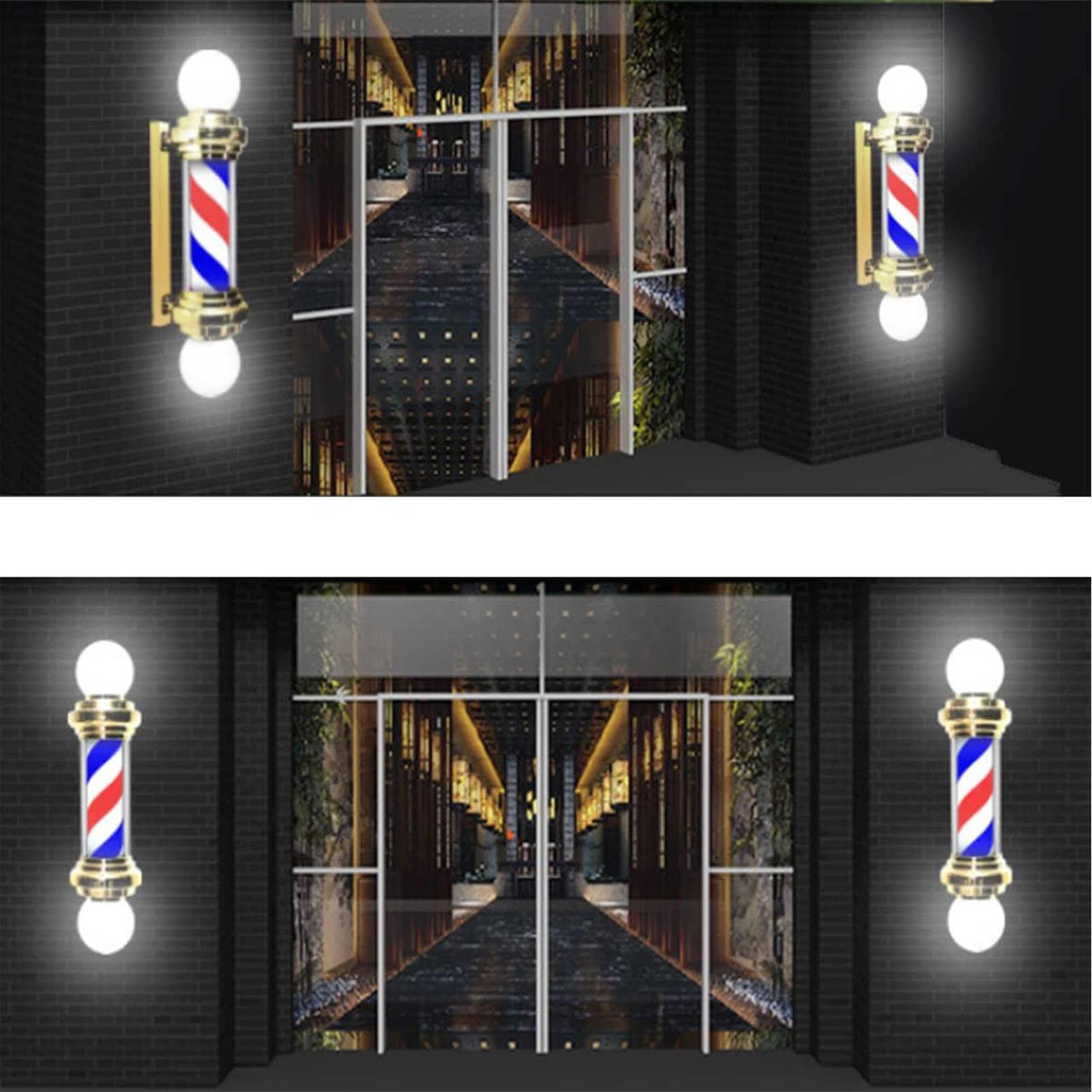 Lampada LED da barbiere con strisce illuminate rotanti, impermeabile, montaggio a parete, ultra luminosa, per negozio e salone