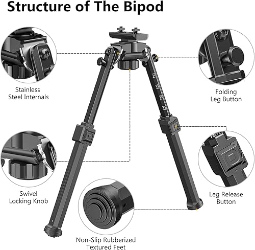 Miniatura 2 de CVLIFE Bípode compatible con bípodes giratorios de inclinación ajustable de altura Mlok para exteriores