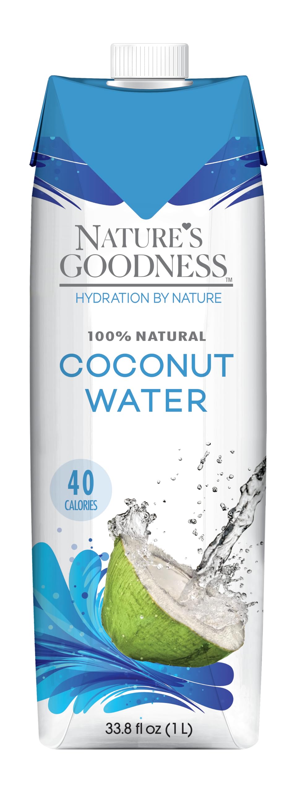 Nature's Goodness Coconut Water 33.82 fl oz - Pure Natural Electrolyte Drink | No Pulp, No Sugar Added, Non-GMO, Hydrating Beverage