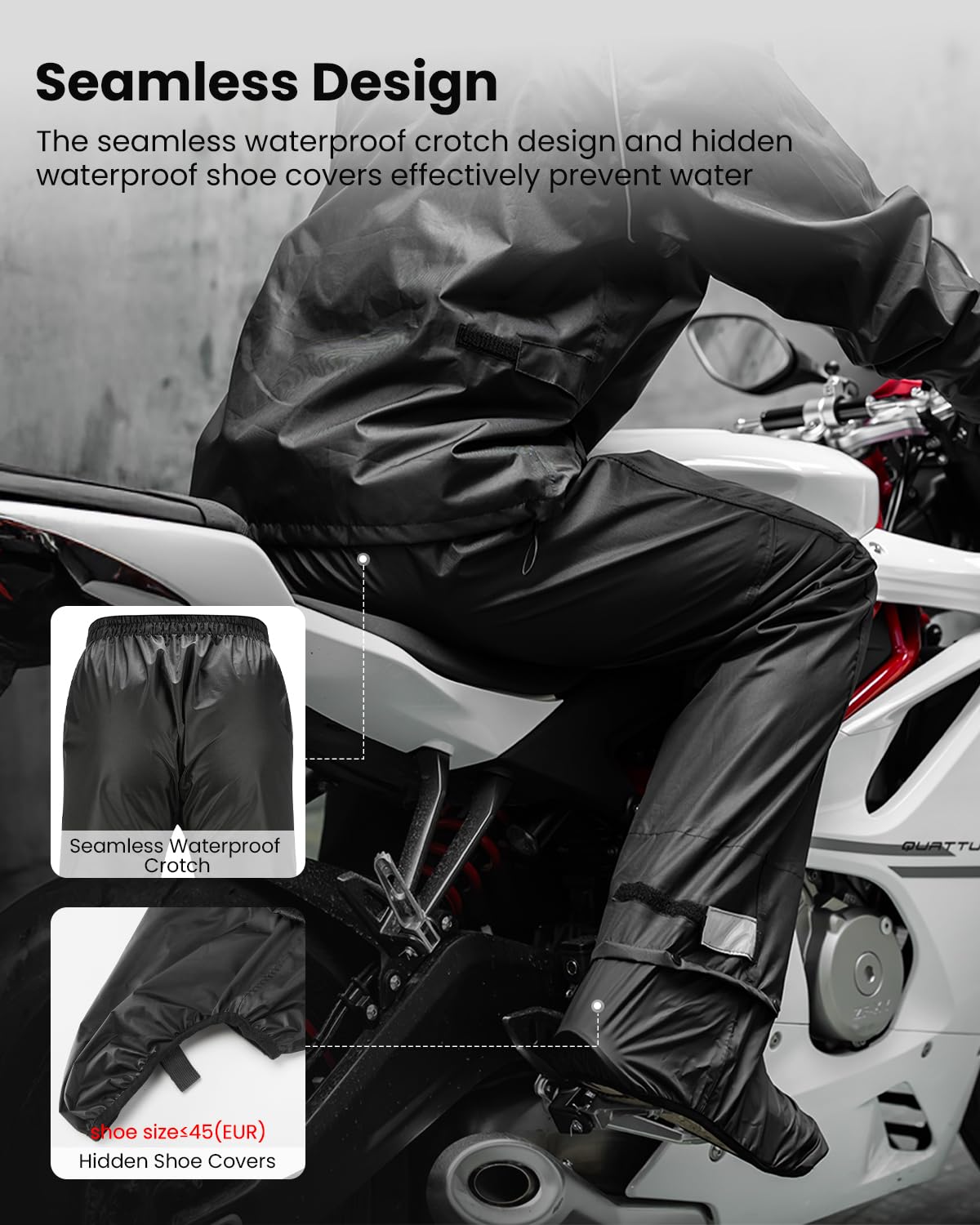 ILM Kombinezon przeciwdeszczowy wodoodporny męski damski kurtka i spodnie pakowalne odblaskowe z ukrytym pokrowcem na buty do motocykla, roweru, wędkowania, wędrówek, kempingu, model RS03