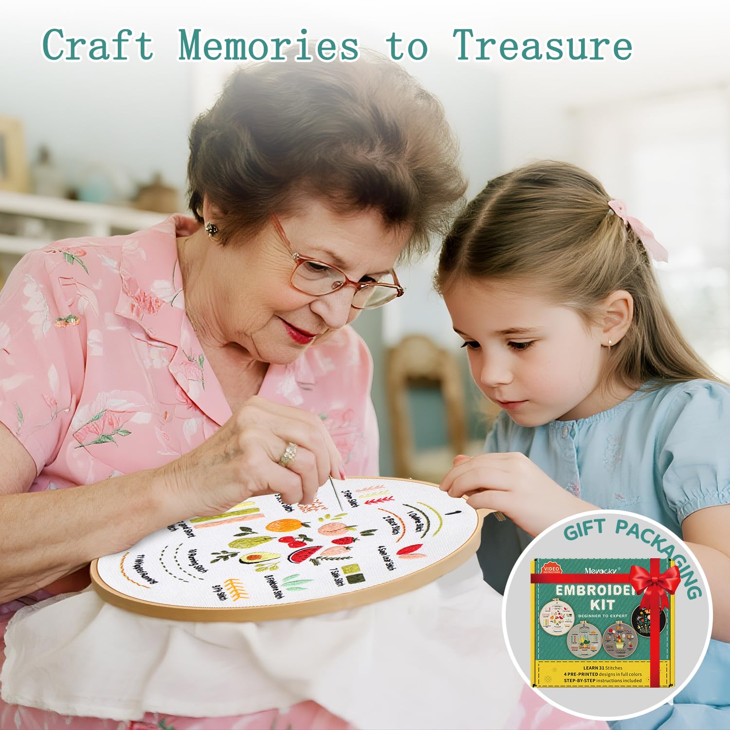 Beginner Embroidery Kit - Learn 31 Stitches -5