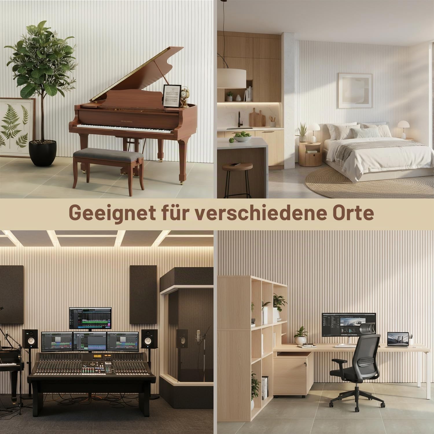 Acidea Groß Akustikpaneele Selbstklebend, 2,88m²- 4 Stück 120x60x1cm Schalldämmung Wand Schallschutzplatten, Selbstklebende Wandpaneel Filz,Wand Sound Proof Panel für Studio Büro Wohnzimmer Haus
