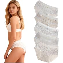 Cute Cotton Floral Womens Underwear for Women 5 Packs Panties Briefs Kawaii Flowers Print Bow Japanese-Style
