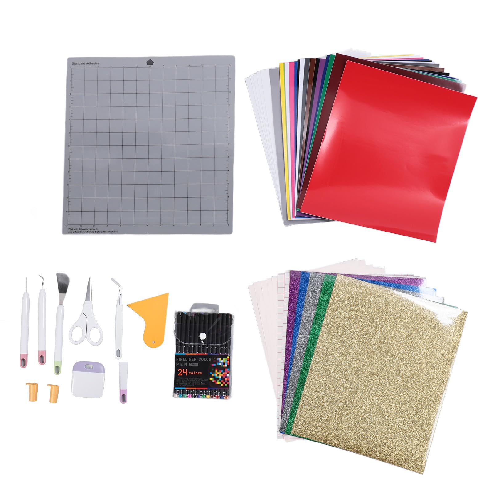 Ensemble Complet de 72 Accessoires pour Maker 3 Explore Air 2 avec Feuilles d'éthylène, Ruban de Transfert, Conception de Grille et Kit d'outils de Bricolage pour Projets 'artisanat,