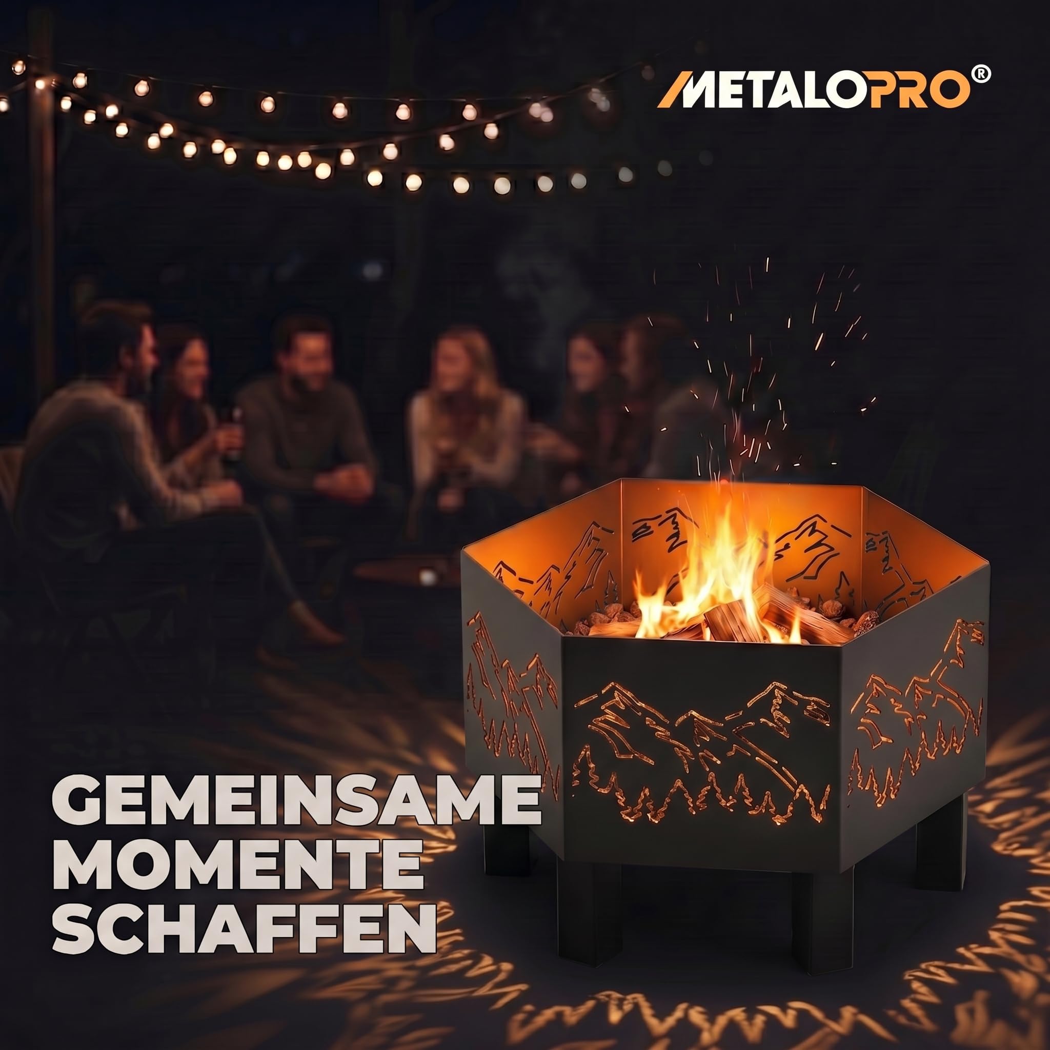Feuerschale Hexa Muster 14 MetaloPr exa Gipfel – Hexagonale | Hochwertiges Metall, ideal für Garten und Terrasse, kraftvolles bergkamm-design, massive 3mm stahl-qualität, perfekt für