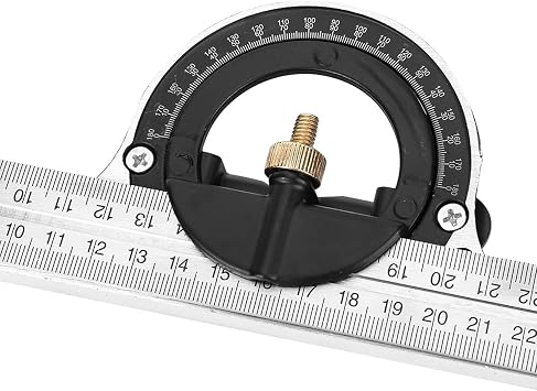 Adjustable Sliding Combination Square Ruler, Multi Function Carpentry Square Angle Ruler 0 to 180 Combination 0.01 Protractor Measure Tool 12.2 * 4.3in