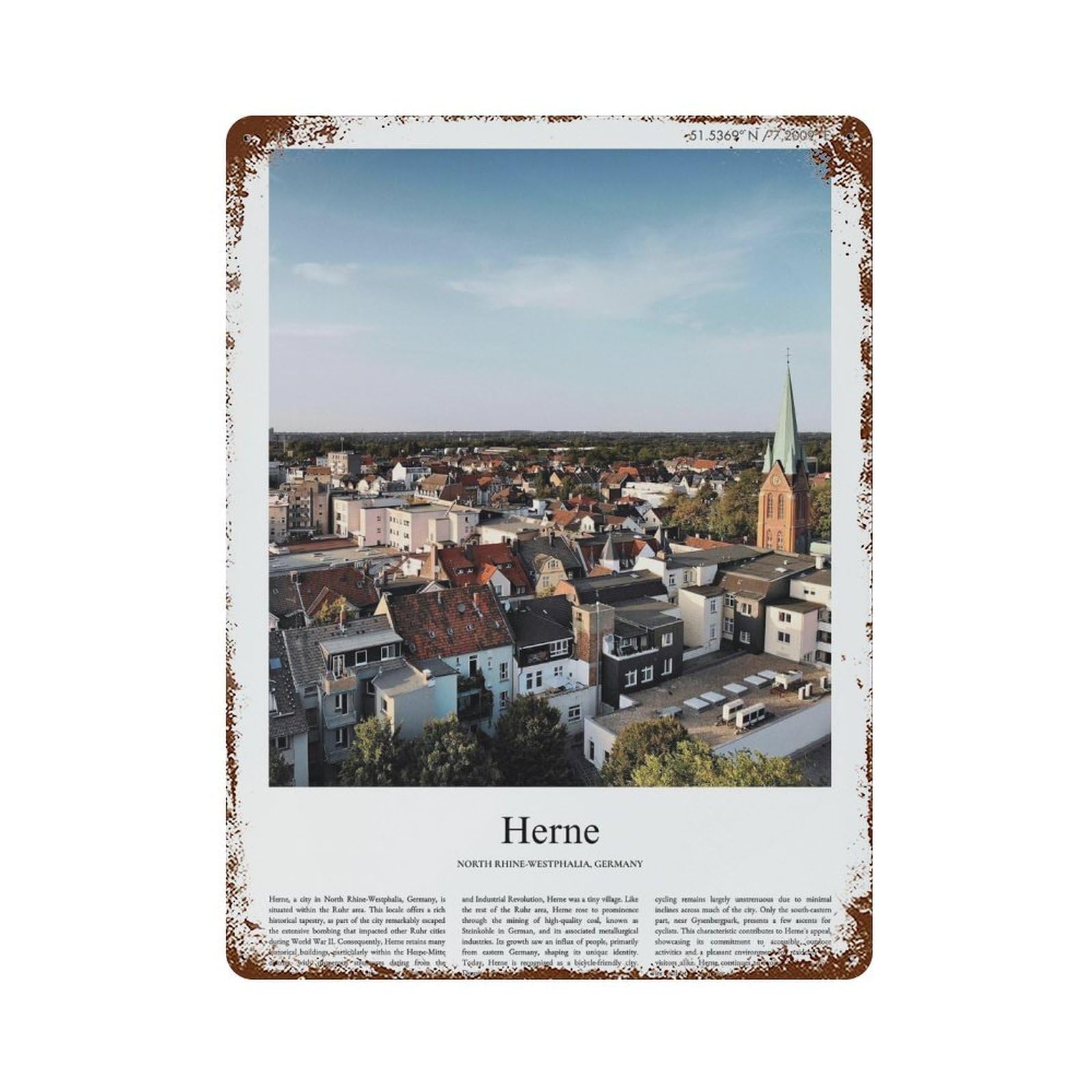 xiaoxiaoshen Herne North Rhine-westphalia, Germany City Scenery Wall Decor Art Metal Tin Poster Modern Home Decor Art Home Bar Shop Decorations Vintage Sign 40x30cm