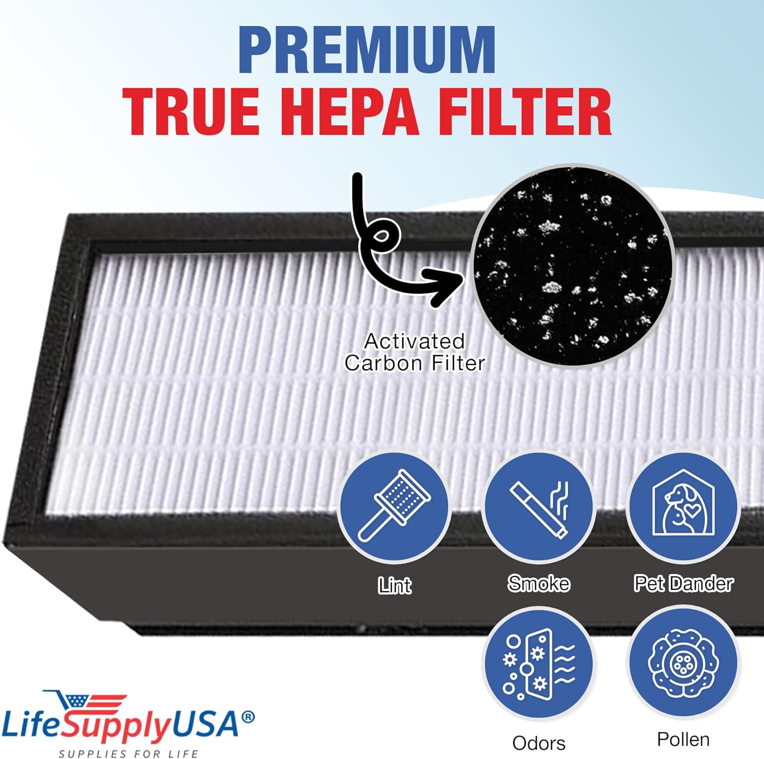 FLT5000/FLT5111 Filter C Replacement Compatible with GermGuardian AC5000 Series Air Purifiers HEPA + Carbon Pre-Filter Set by LifeSupplyUSA (2-Pack)