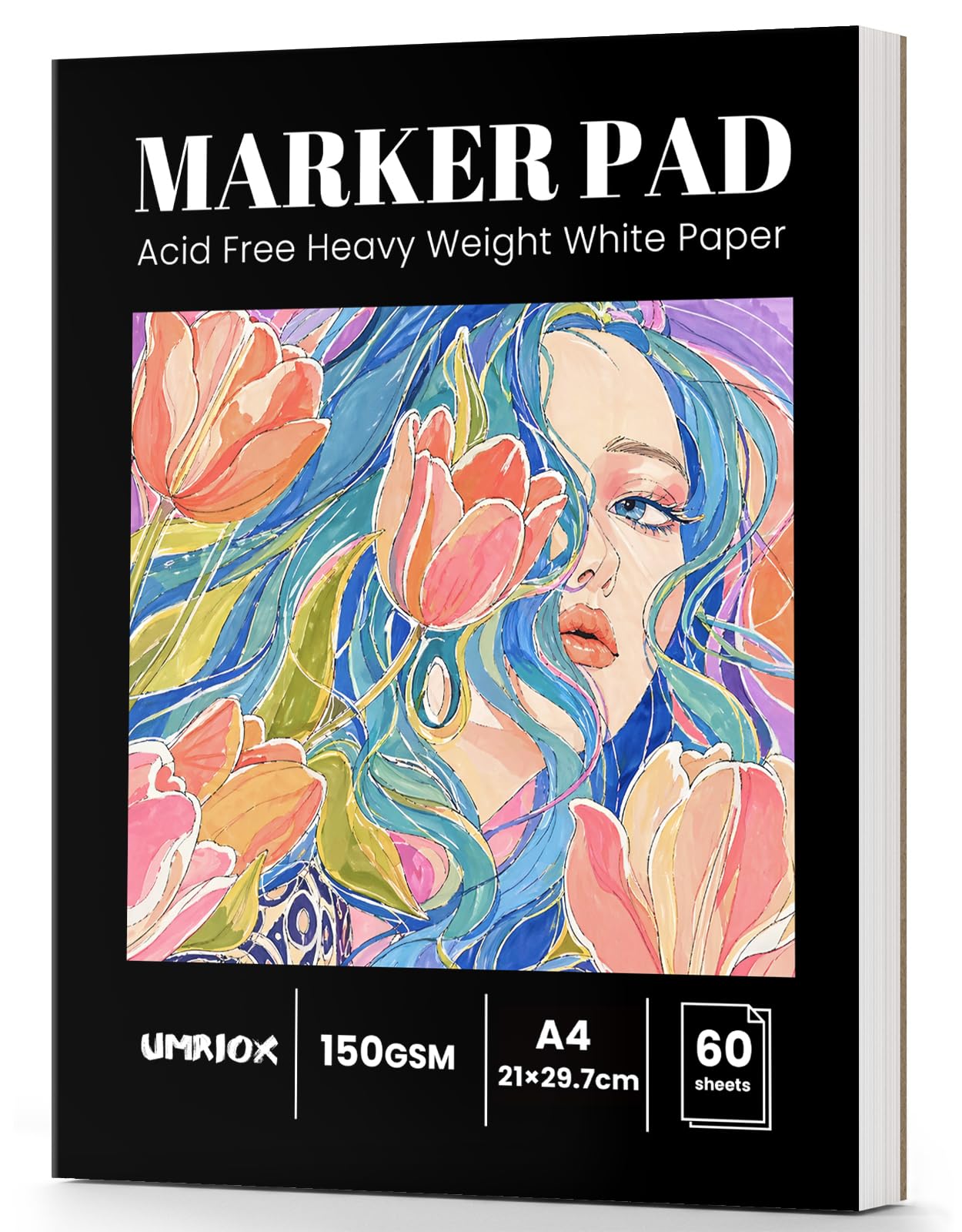 A4 Marker Sketchbook 150gsm,60 Sheets Double-Sided Bleedproof Marker Pad