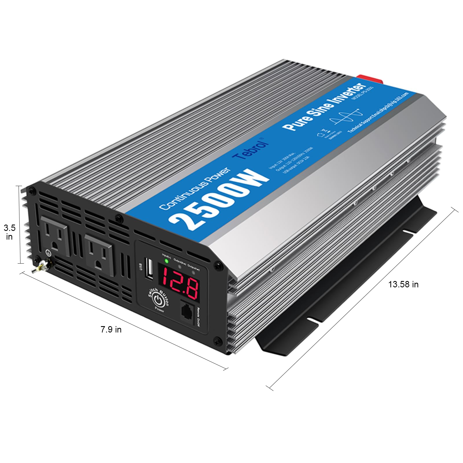 2500 W Czysta sinusoida Przetwornica mocy, DC 12 V do AC 110 V RV falownik samochodowy (2500W-P)