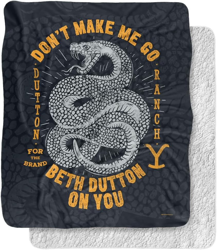 Yellowstone Blanket, 50"x60" Yellowstone Beth Dutton Snake Silky Touch Sherpa Back Super Soft Throw Blanket