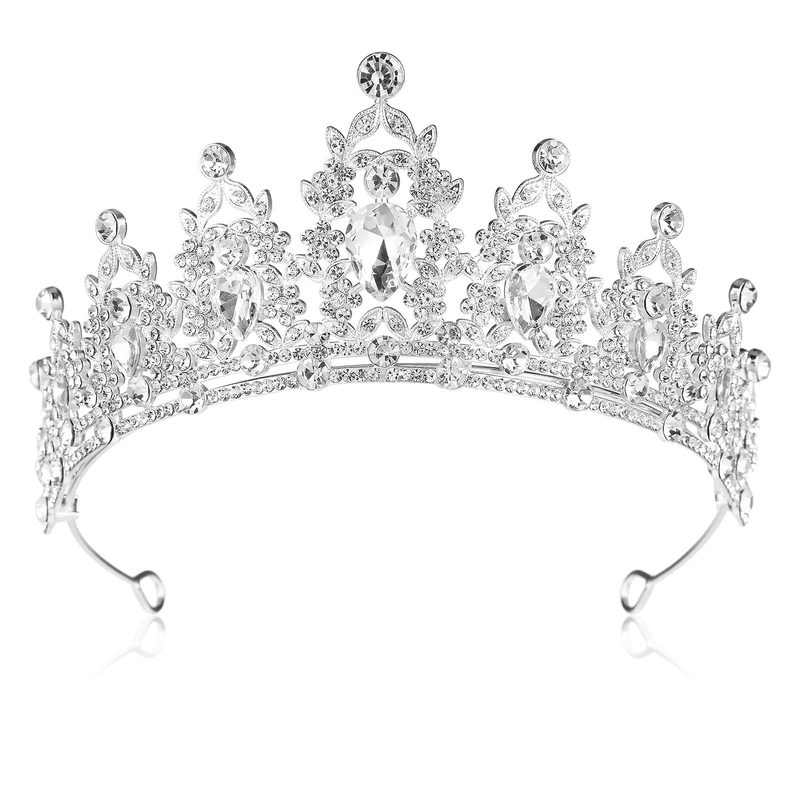 Sibba Crown Tiara For Women Wedding Princess Headband Halloween Cosplay Birthday Party Hairband Bride Girls Quinceanera Headdress Decorations Silver Flower Bouquets Headpieces Pageant Cake Topper