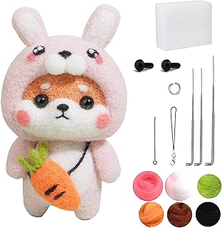 Needle Felting Kit,1pcs Needle Felting Kit for Beginners,Animals DIY Needle Feltin,DIY Wool Felt Materials Set, Felting Foam Mat and DIY Needle Felting Supplies for Children's Day