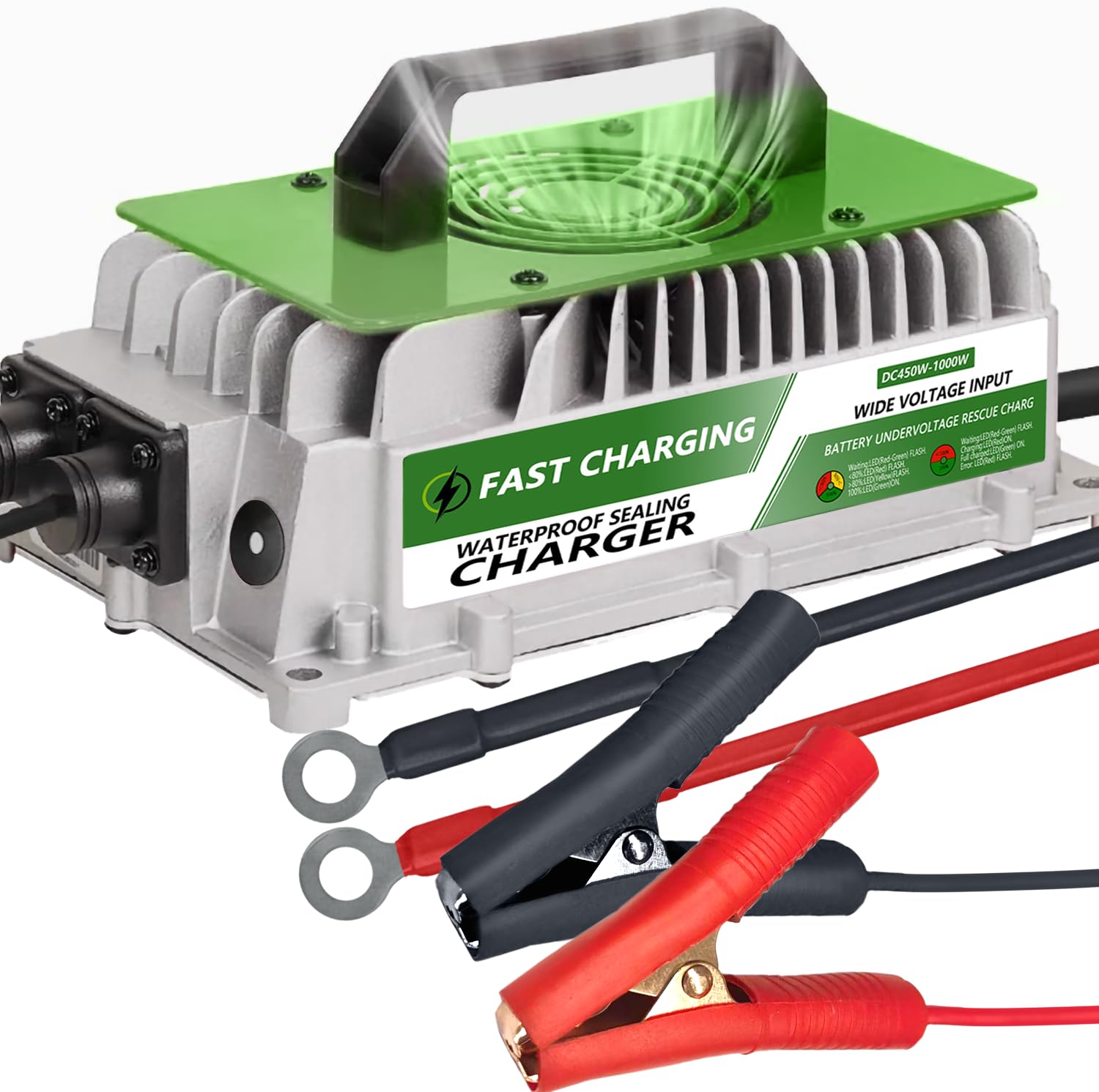 12V 20A LiFePO4 Battery Charger, 800W Smart Lithium Battery Charger IP65 Waterproof with Anderson Connector, Suitable for Lithium Rechargeable Batteries of RV, Boat