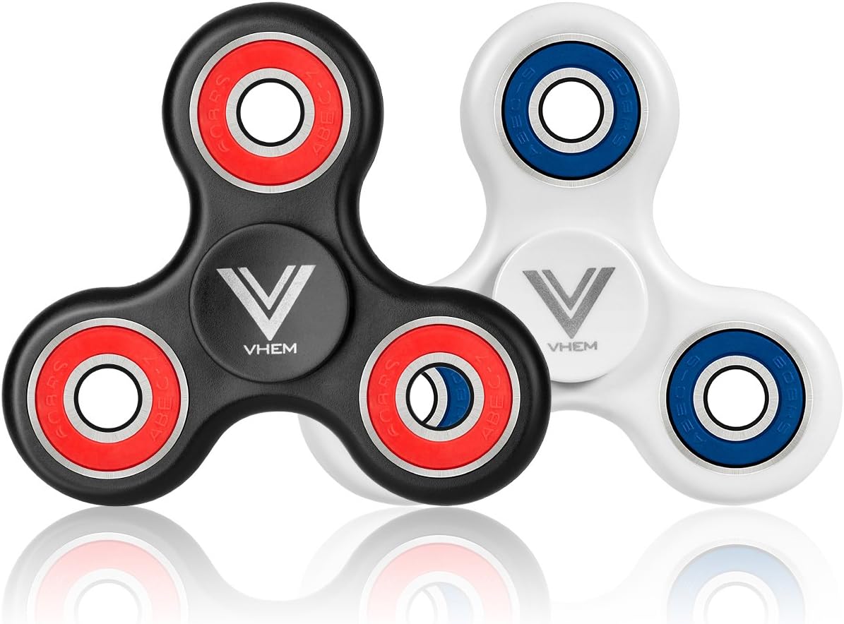 Fidget Spinner EDC Toy Premium Tri-Spinner Relieves Stress and Anxiety Red and Blue, 2 Pack