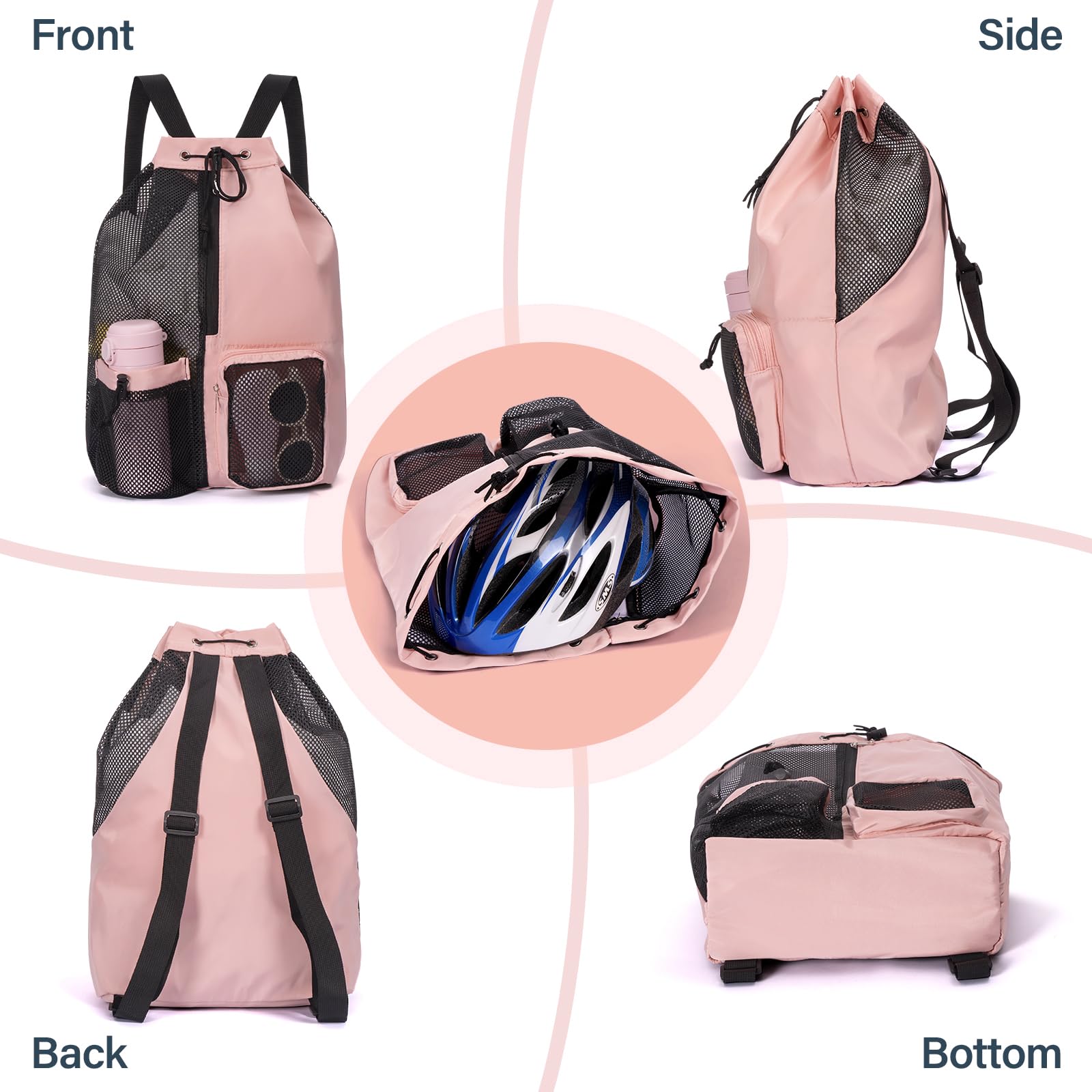 Sac Piscine Résistant à l'eau Sac Cordon Séparation Humide et Sèche, Sac de Sport en Maille Sac à Dos Sportif pour La Natation, Sacs à Dos pour Enfants Adultes Natation Gym Plage Sport