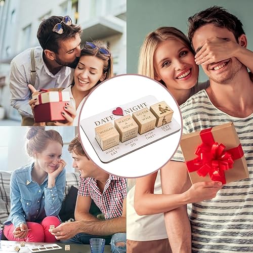 Miniatura 7 de HOXSURY Dados de noche de cita para parejas, Noche divertida Fechado Dados de decisión,Pareja de madera Fechado Dados divertidos, Dados de amor,