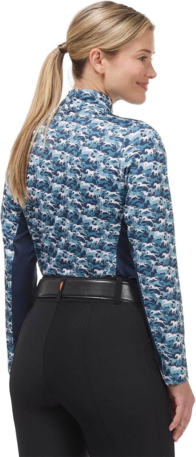 Kerrits Women's Next Level Coolcore Horse Riding Top – Cooling, Long Sleeve Equestrian Sun Shirt with Horse Print