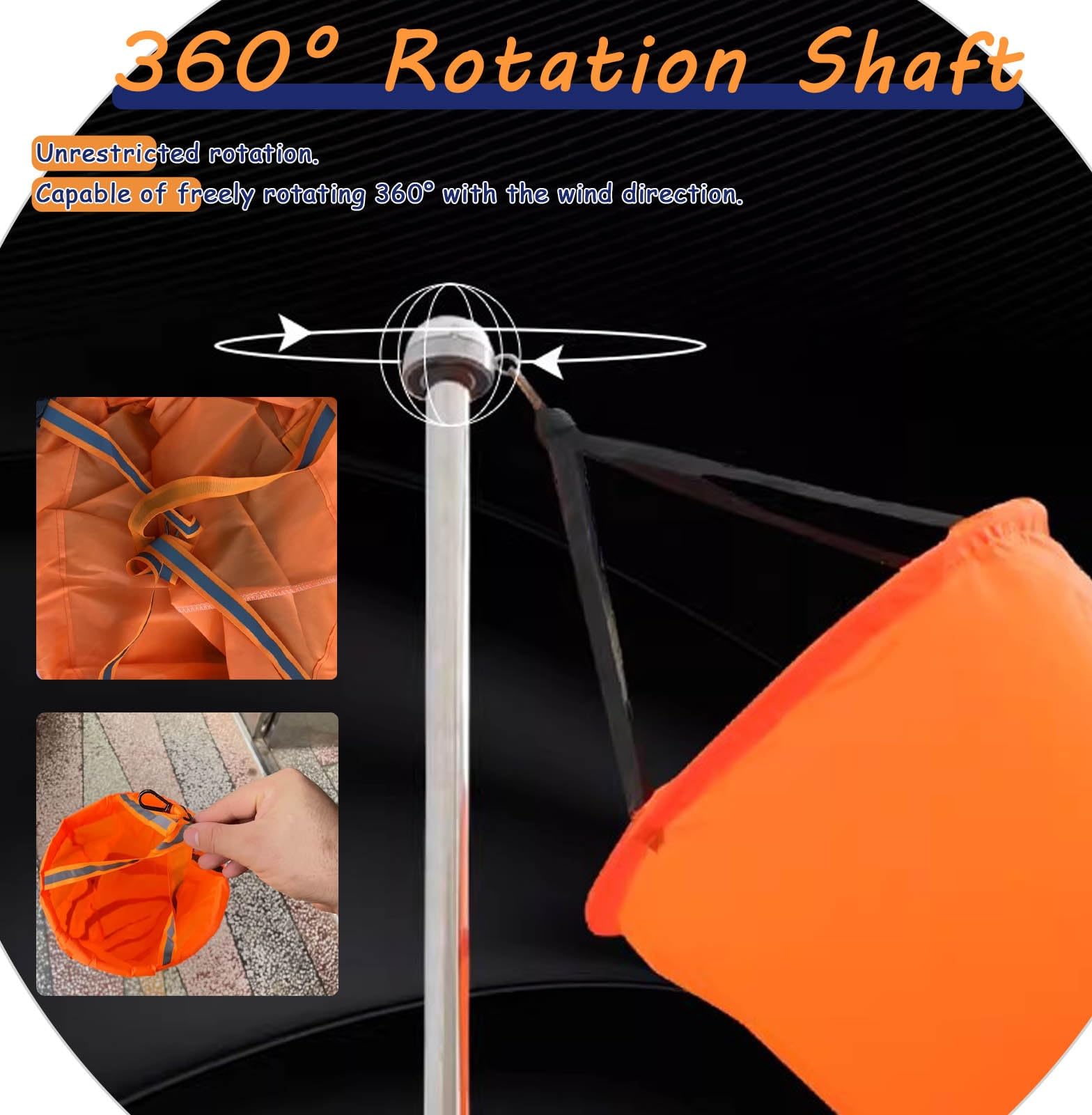 Manica per la misurazione del vento, Kit Manica A Vento Arancione Con Palo Taglie Multiple 80-200 Cm(200 cm (78.7"))