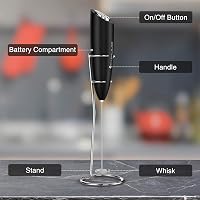 SIMPLETASTE elektromos tejhabosító kézi habtartó 2 elemmel cappuccino latte kávéhoz 6