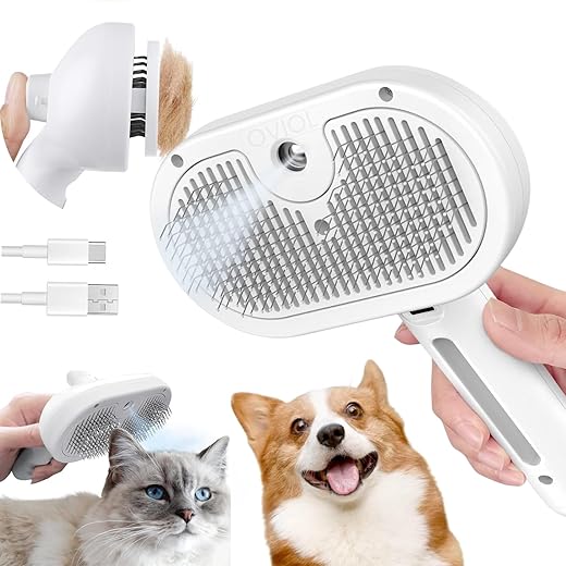 OVIOL Pet Steam Brush 3-in-1 Hair Removal Comb