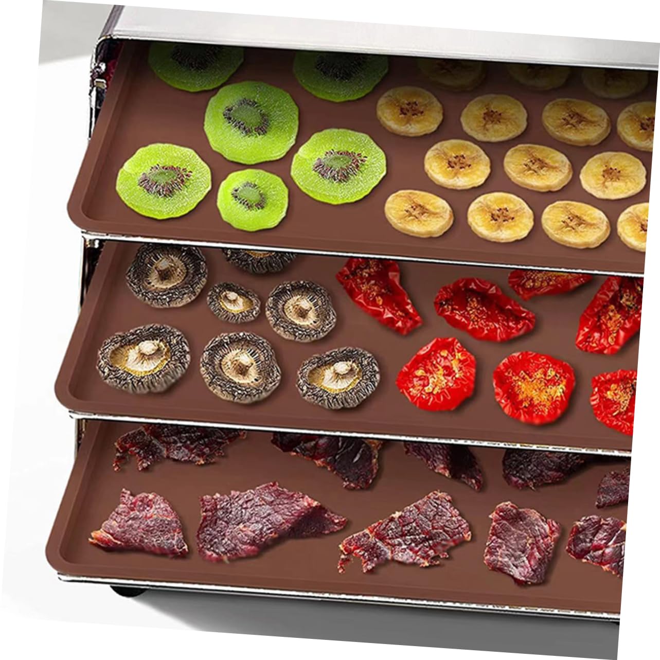 CIYODO 4pcs Silicone Mat Set Oven Safe Dehydrator Sheets Baking Tray Liner for Easy Cleaning