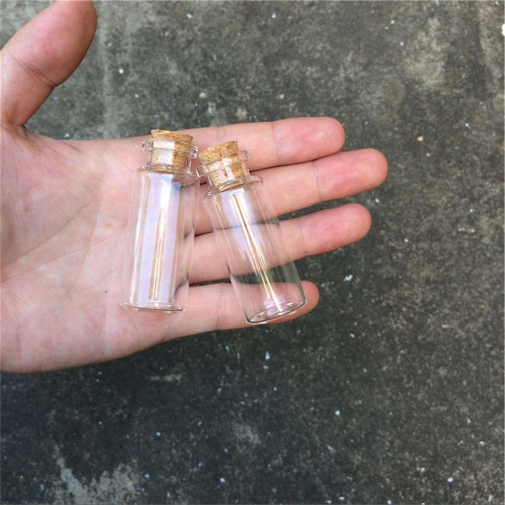 15ml Glass Vials Jars Test Tube with Cork Stopper Empty Glass Transparent Clear Bottles 100pcs (100, 15ml-24 * 60 * 12.5mm)