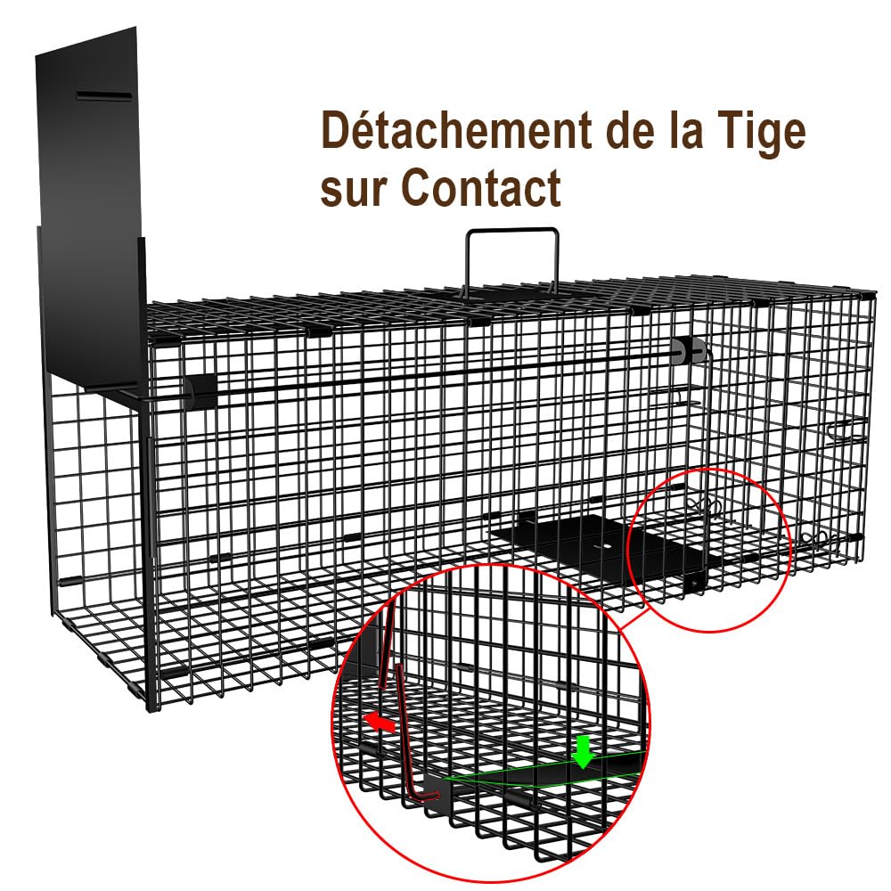 Amagabeli Piège animalier vivant 78x26x29cm pour chat, renard, rat