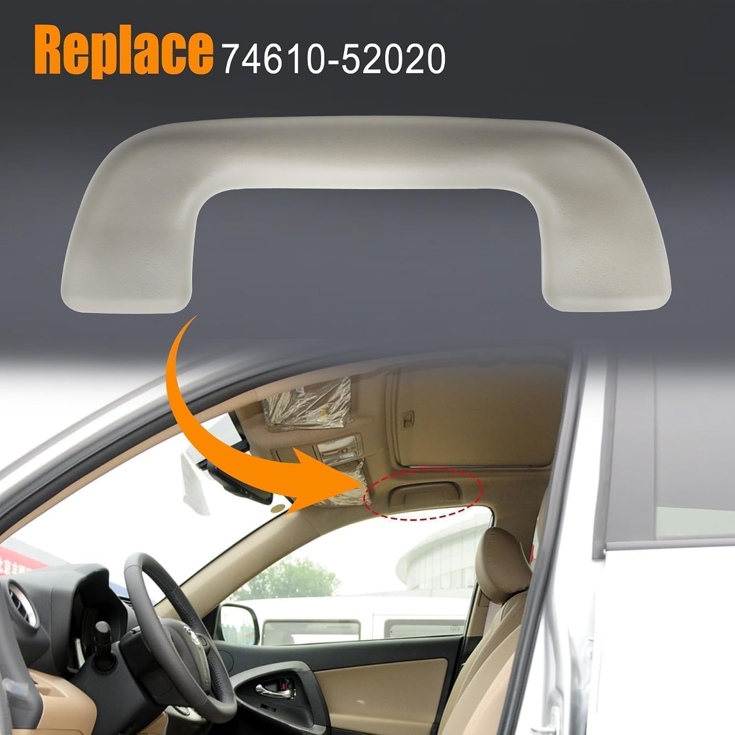 Front Inner Roof Pull Handle Grab Car Interior Roof Grab Handle Without Hook Compatible with Toyota Corolla Yaris Vios RAV4 Replace 74610-52020 LH=RH Beige Grey