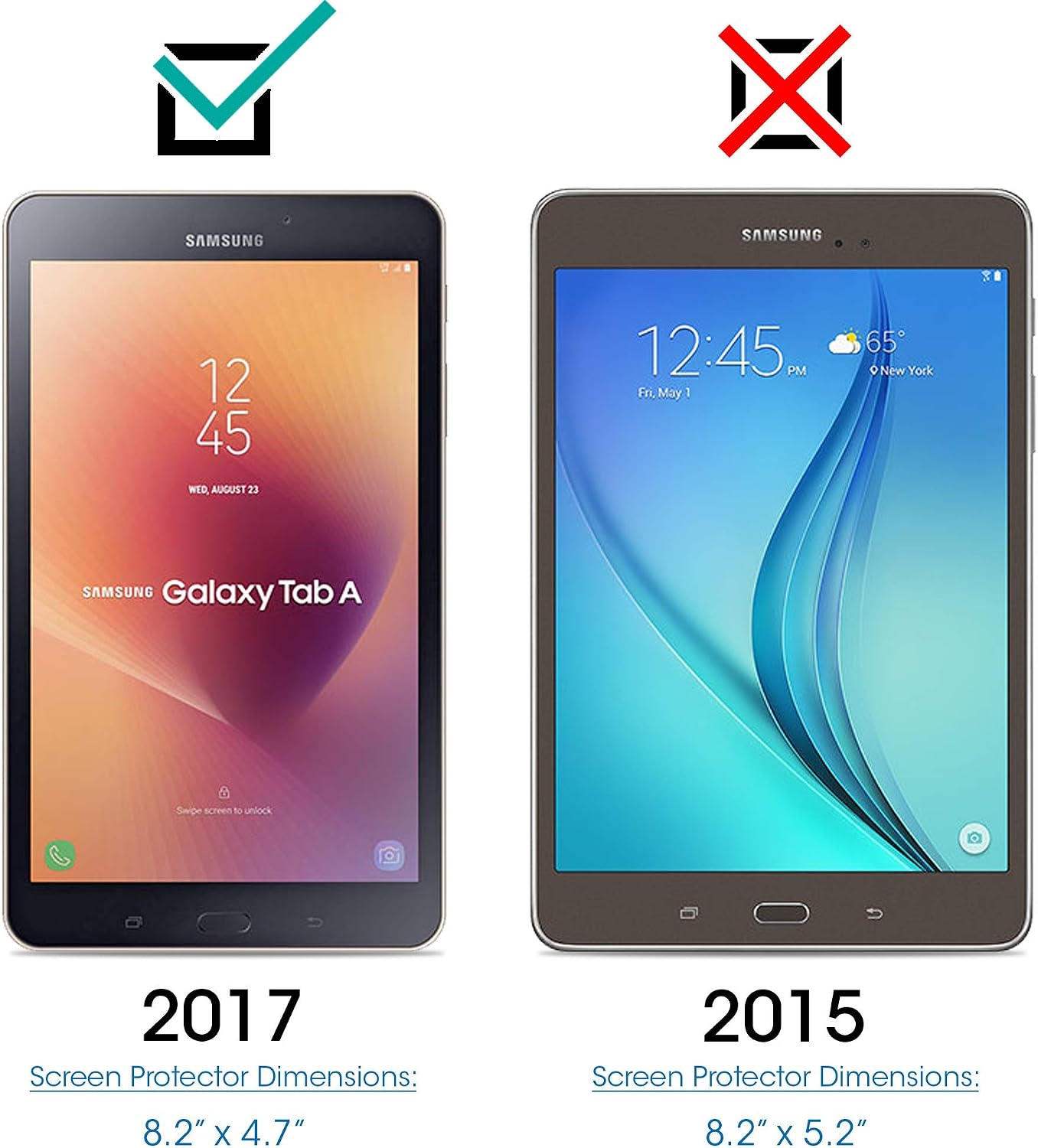 amFilm Galaxy Tab A 8.0 2017 Screen Protector Glass 2 Pack, (for SM-T380) Tempered Glass Screen Protector for New Samsung Tab A 8.0 inch 2017 (SM-T380) 0.33mm 2.5D 2 Pack