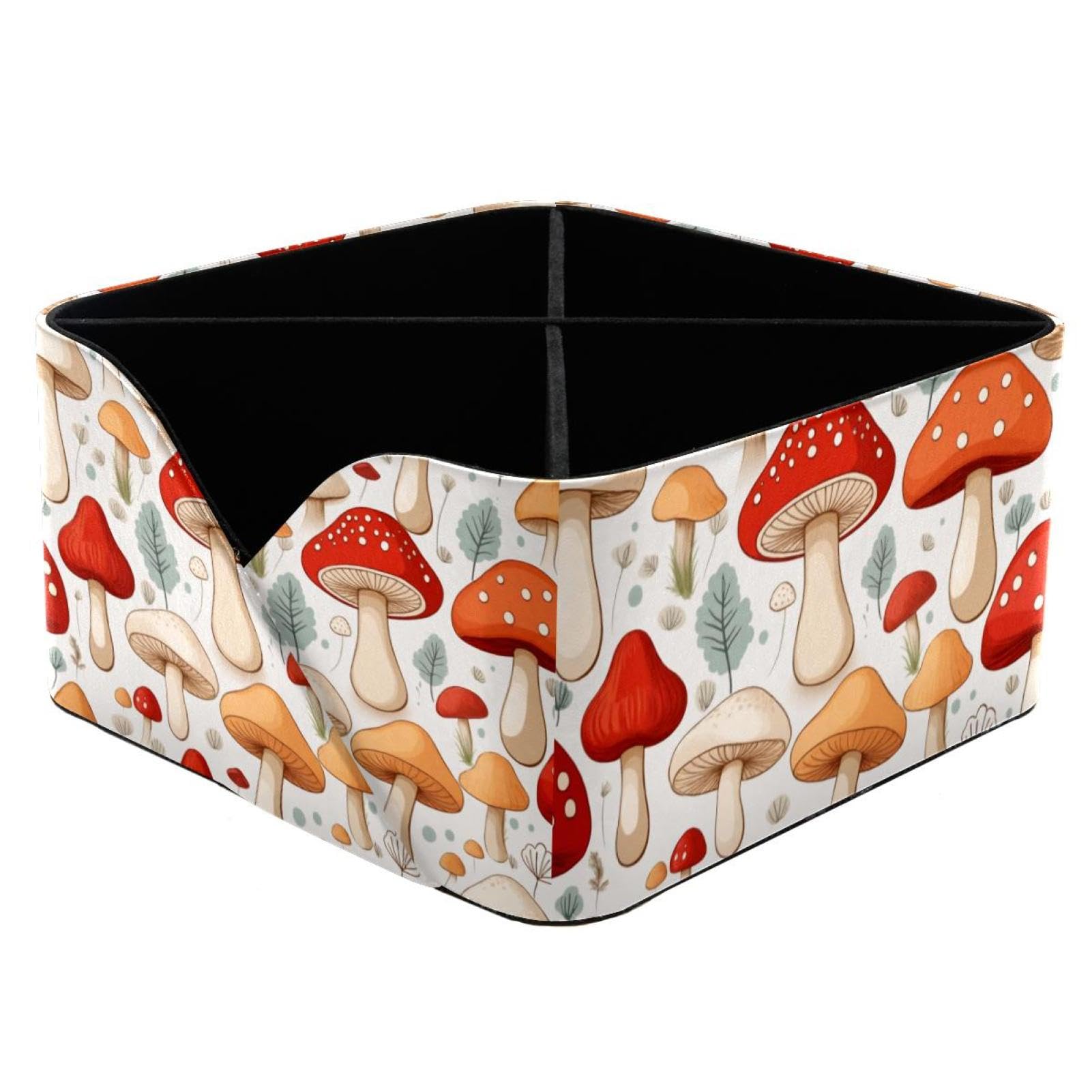 Boîte de rangement durable avec couvercle et motif champignon pour salon