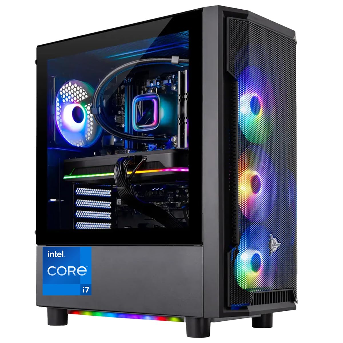 Skytech Gaming Shadow Gaming PC, Intel i7 12700F 2.1 GHz, RTX 4060, 1TB NVME, 16GB DDR4 RAM 3200, 600W Gold PSU Wi-Fi, Win 11 Home, RGB-Keyboard and RGB-Mouse Included,Black