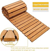 Vista 2 de Camino de jardín de madera de 8 pies, camino de madera enrollable resistente a la intemperie para patios al aire libre, pasarela de madera dura