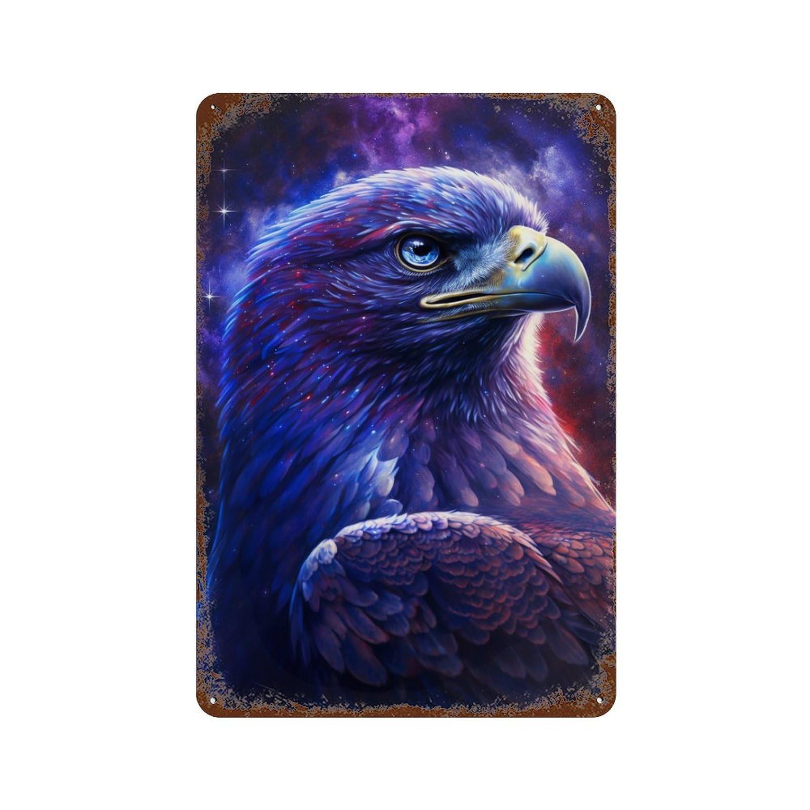 Eagle Fantasy Art Print-2 11.8"x7.9" Vintage Rust Metal Sign, Novelty Wall Decor for Living Room, Hallway And Home Decor