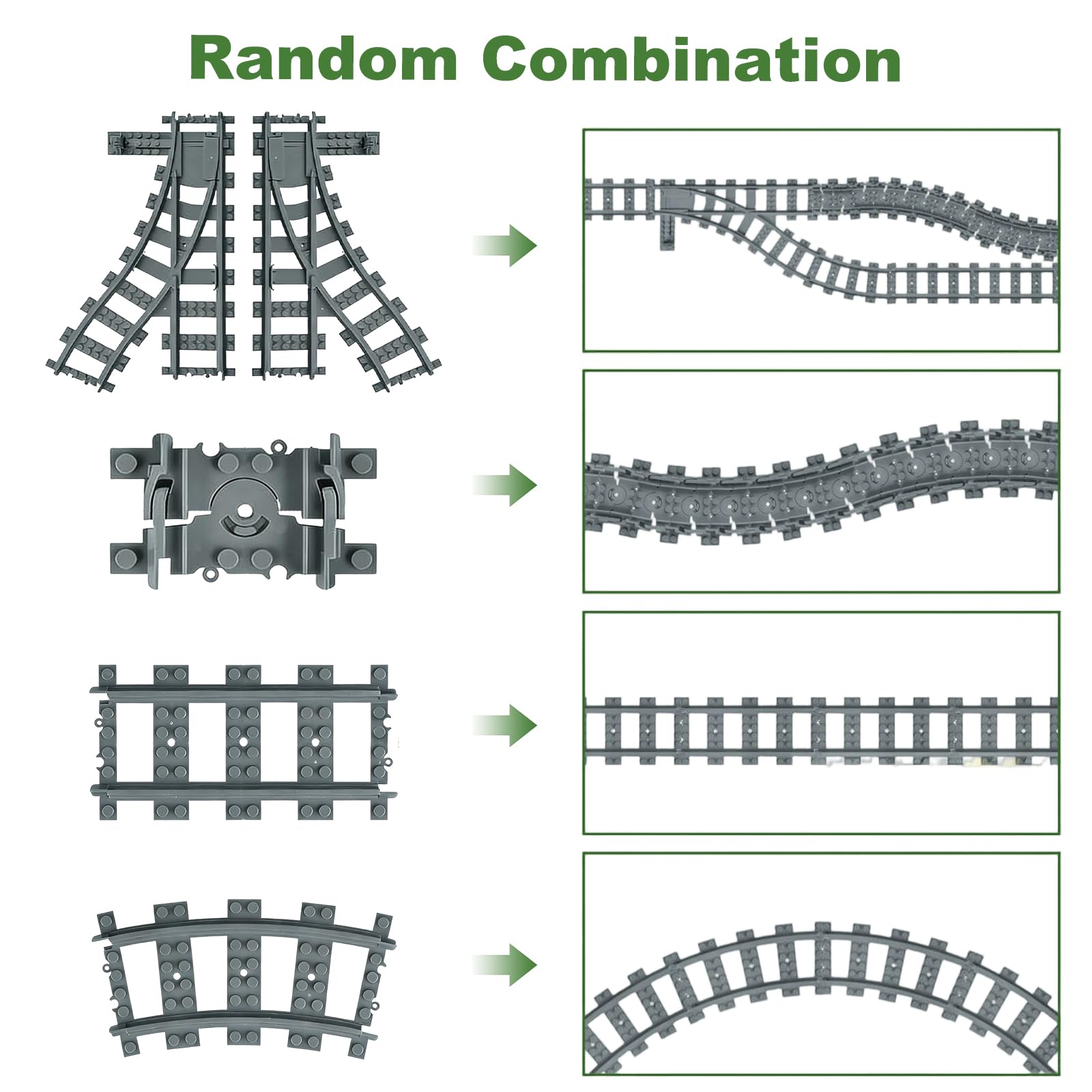 Lot de 40 rails de train de ville - Kit de blocs de construction compatibles avec le leader du marché - Jouet pour filles et garçons - Cadeau