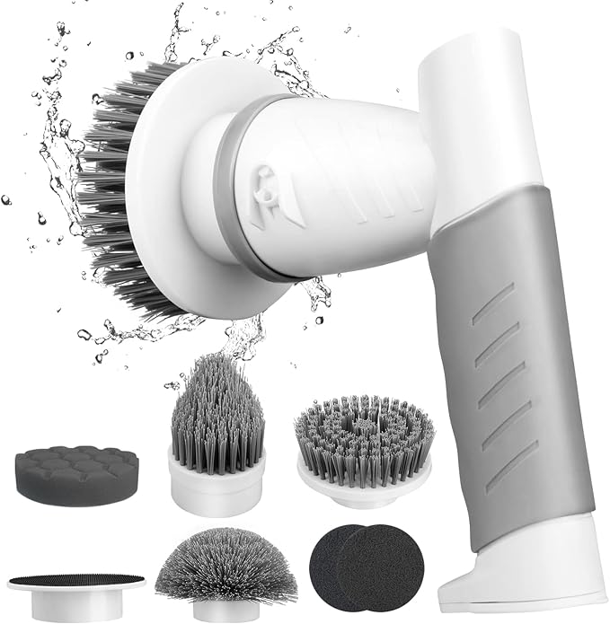 Electric cleaning brush,Cordless Spin Scrubber, Motorized power scrubber 5 Brush Heads