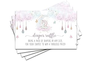 Unicorn Baby Shower Invitations Girl - Diaper Raffle Tickets for Baby Showers