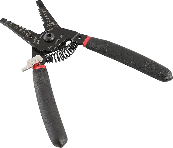 Hyper Tough 6-Inch WIRE STRIPPER 10-22 AWG PLIERS | CUTTERS & STRIPPER | BUILT-IN LOCK | SPRING-LOADED WITH SAFETY LOCK
