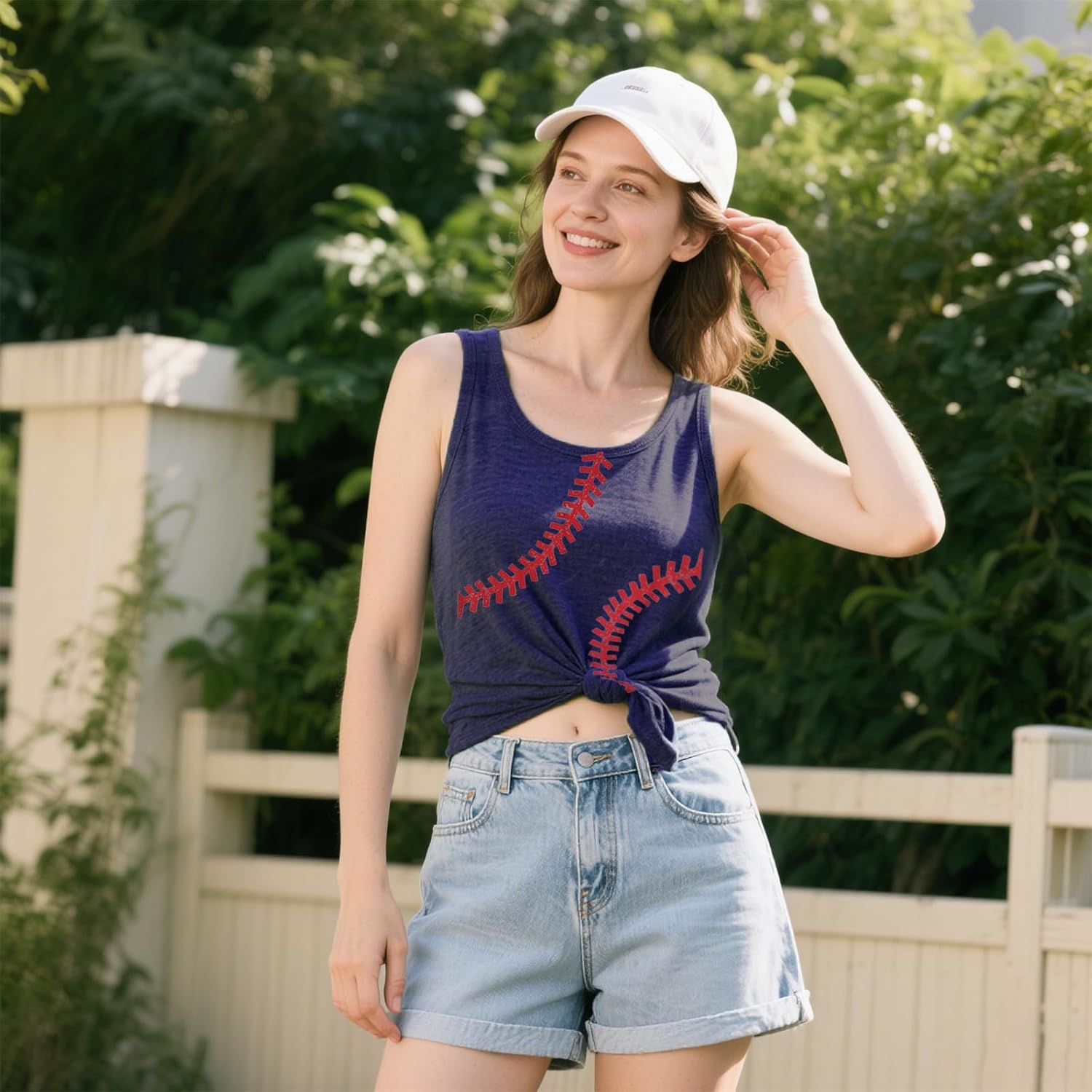 Baseball Tanks Top Women Cute Funny Baseball Graphic Vest Summer Racerback Sleeveless Shirt Baseball Match Gifts Shirt - Image 2