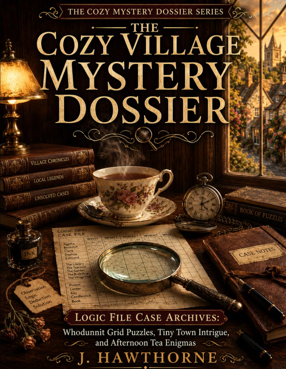 THE COZY VILLAGE MYSTERY DOSSIER: LOGIC FILE CASE ARCHIVES: Whodunnit Grid Puzzles, Tiny Town Intrigue, and Afternoon Tea Enigmas (The Cozy Mystery Dossier series)