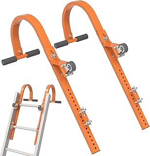 2 Ladder Roof Hook with Wheels, Heavy Duty Steel Ladder Hooks with Grip T-Bar