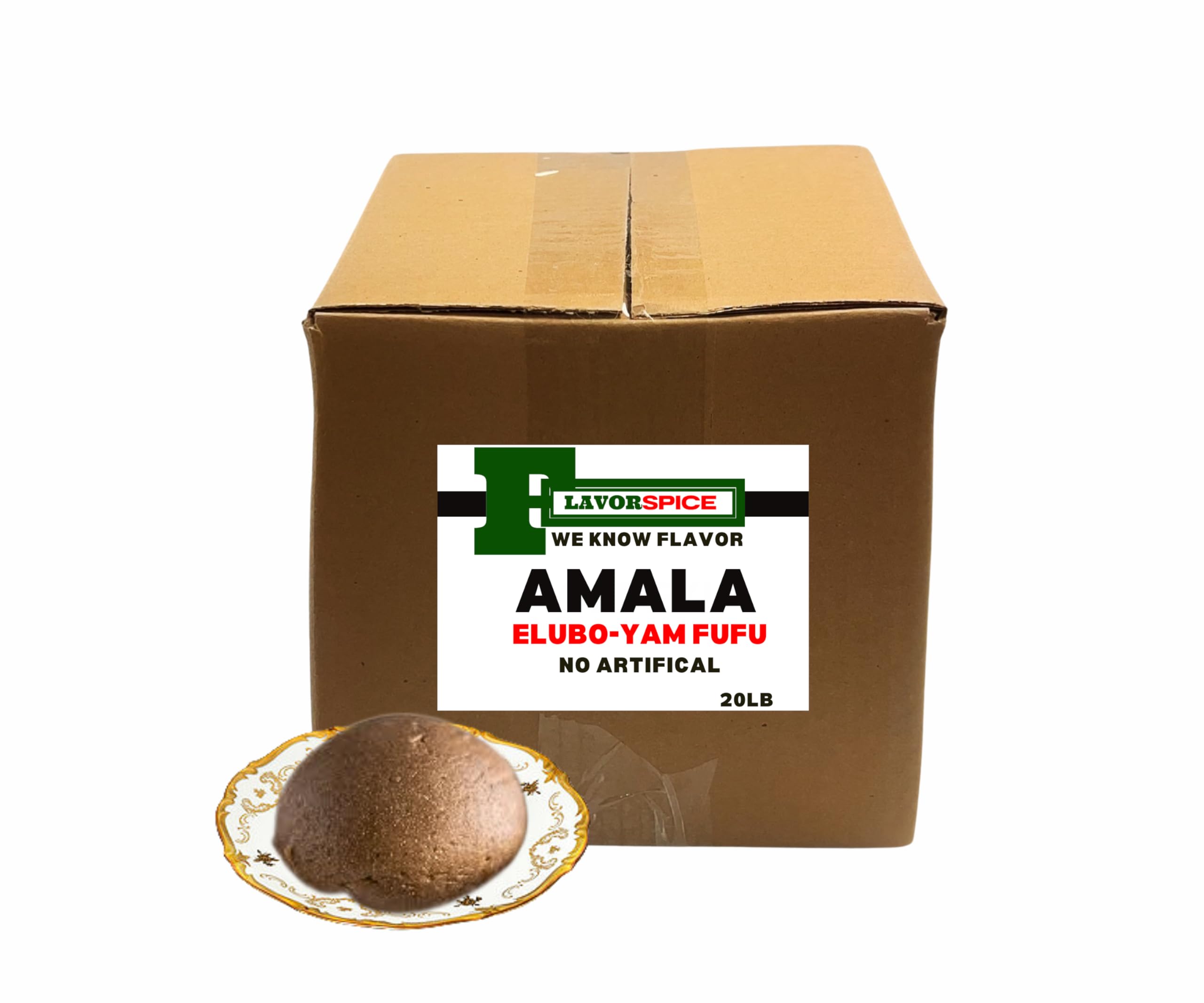 Flavor Spice Amala Elubo Fufu |100% 100% Nature Yam | With no mixture or additive | 1 BOX OF 20LB
