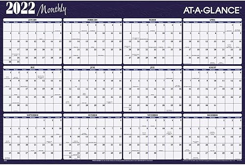 Miniatura 7 de AT-A-GLANCE - Calendario borrable 2022, planificador de pared de borrado en seco, 48 x 32 pulgadas, gigante, horizontal, reversible, rojo (A152)