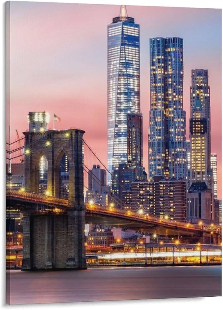 絵画 ブルックリン橋 Amazon.co.jp: 都市壁アート ニューヨーク油絵 ブルックリン橋
