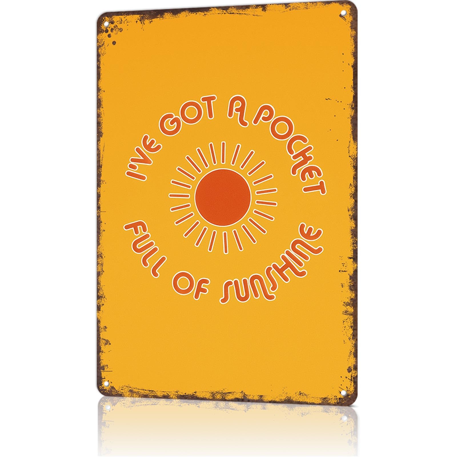 KWQDOZF Vintage Signs Poster Metal Wall Art Pocket Full Of Sunshine Funny Poster for Office Dorm Room Bar Garage Decor 8X12inch