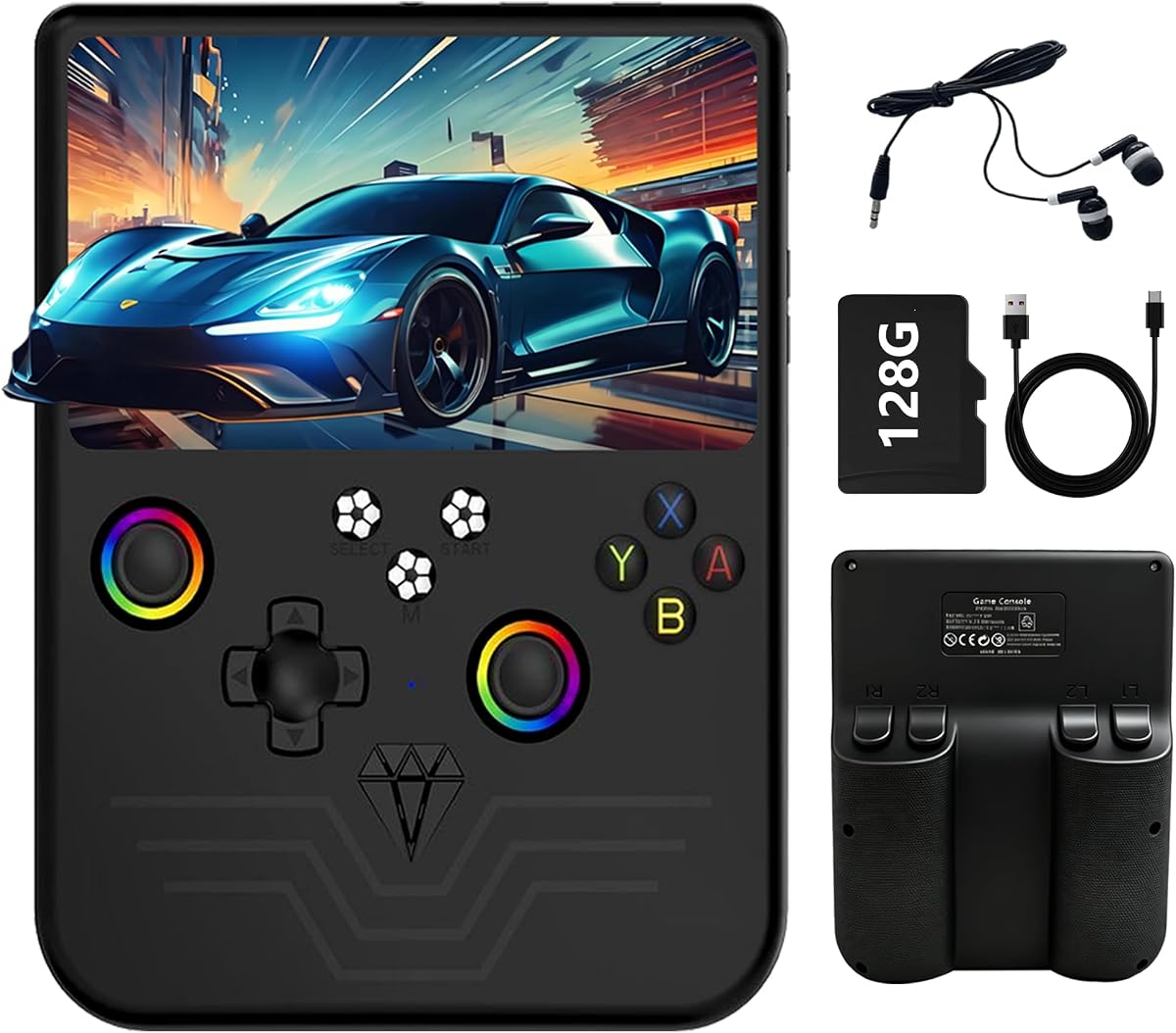 R60MAX Retro Handheld Gaming Console, 6.0-Inch HD IPS Screen, 6000mAh Battery, 40000+ Classic Games Pre-Installed, Save/Load State, Linux OS, Gift for Gamers (Black)