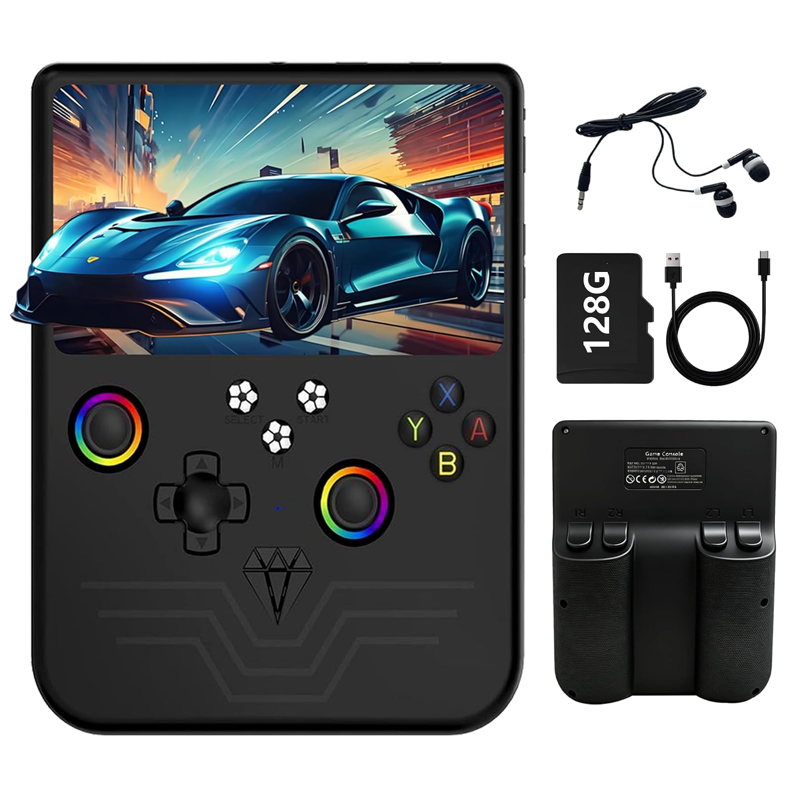 R60MAX Retro Handheld Gaming Console, 6.0-Inch HD IPS Screen, 6000mAh Battery, 40000+ Classic Games Pre-Installed, Save/Load State, Linux OS, Gift for Gamers (Black)