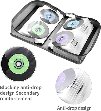 alavisxf xx CD Case, 160 Capacity Nylon Protective Disc Organizer for Car